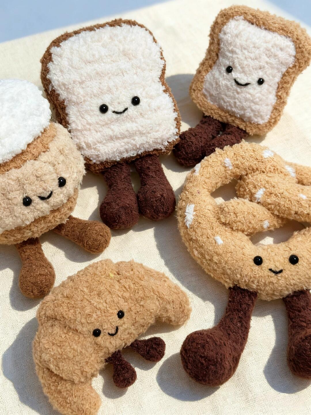 5 Bread and Drink Food Plushie Crochet Pattern | Jellycat Inspired Kawaii Food Amigurumi PDF