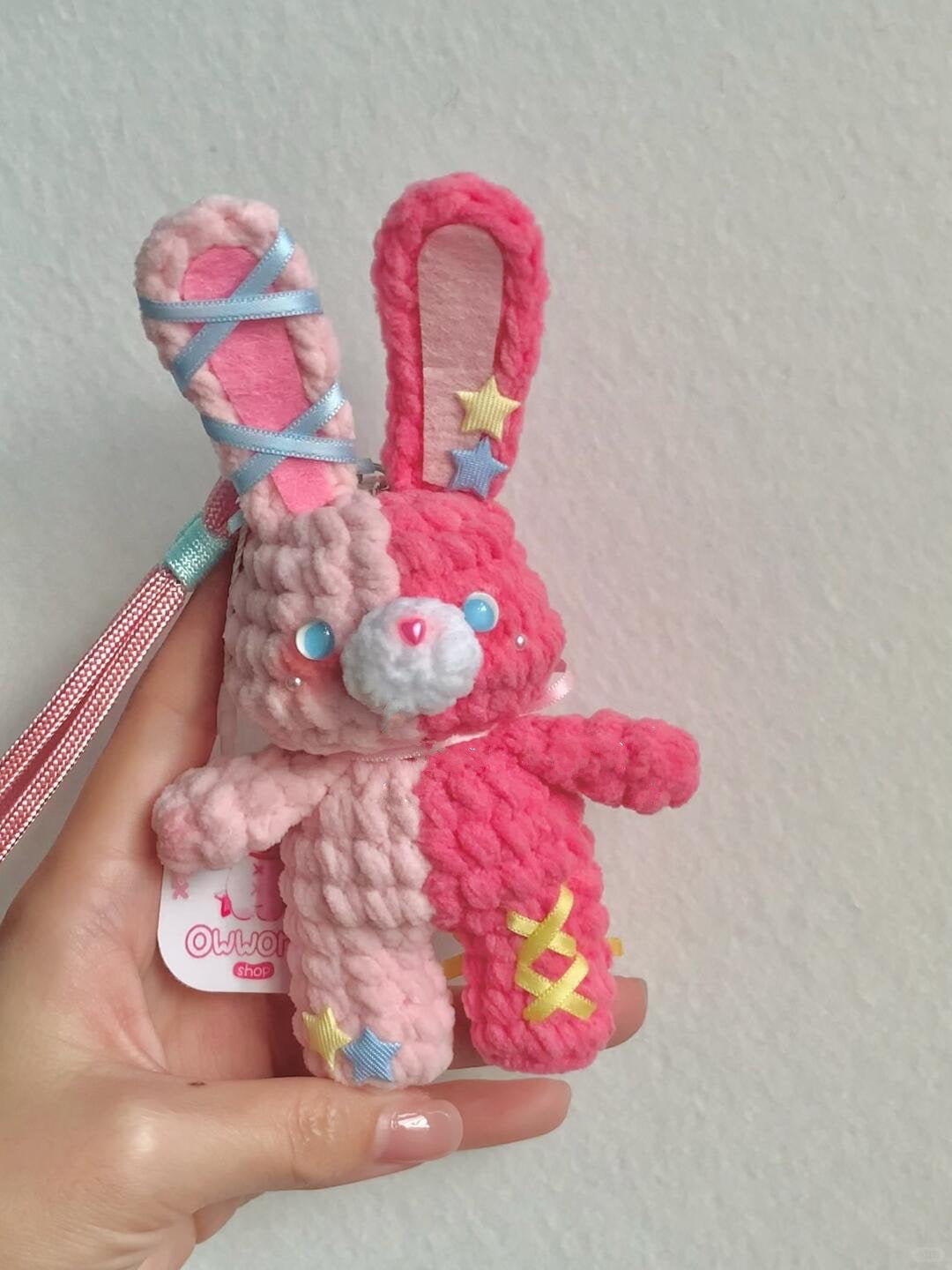 Crochet Amigurumi Pattern | Easter Bunny & Bear Bag Charm Keychain | Velvet Yarn Kawaii Plush PDF