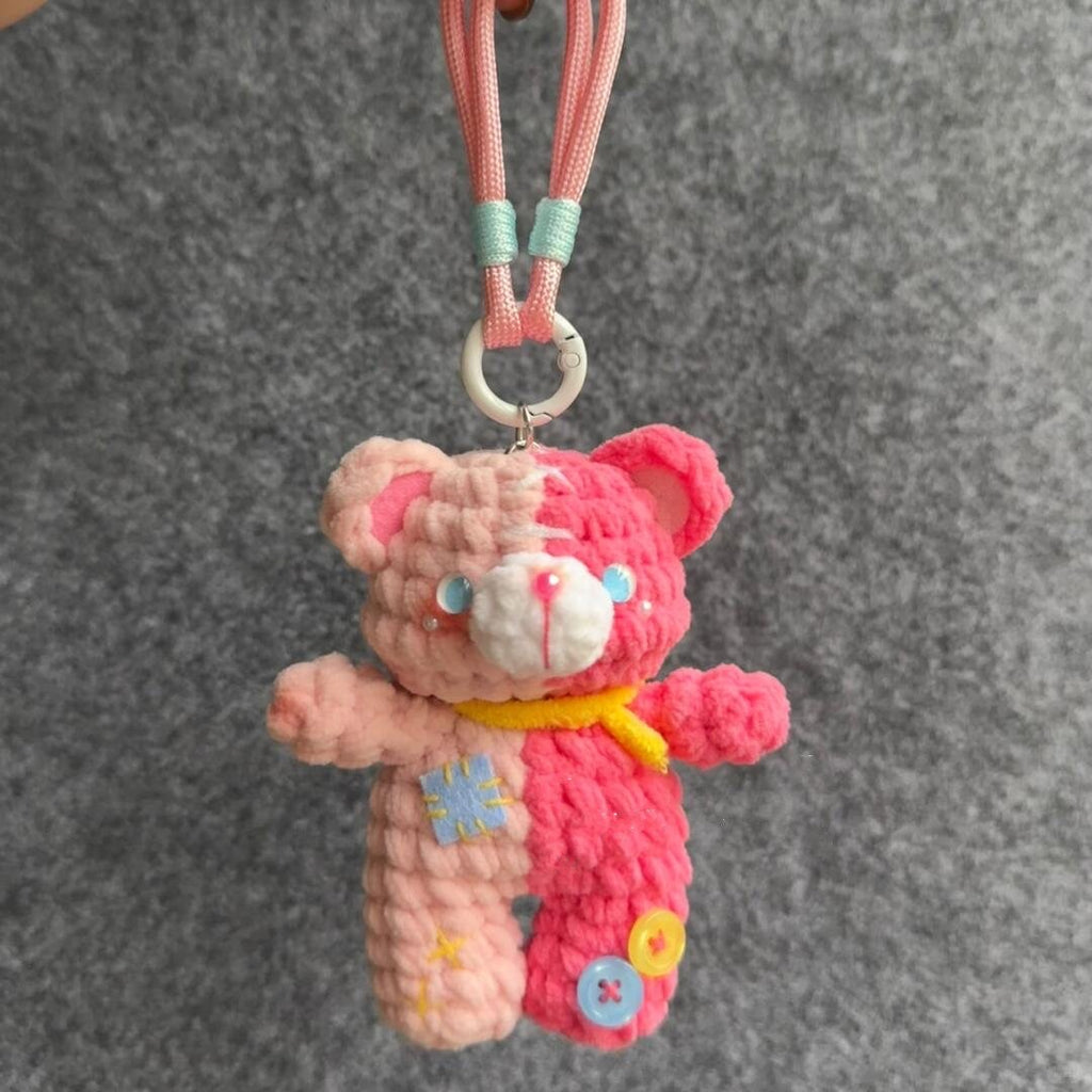Crochet Amigurumi Pattern | Easter Bunny & Bear Bag Charm Keychain | Velvet Yarn Kawaii Plush PDF