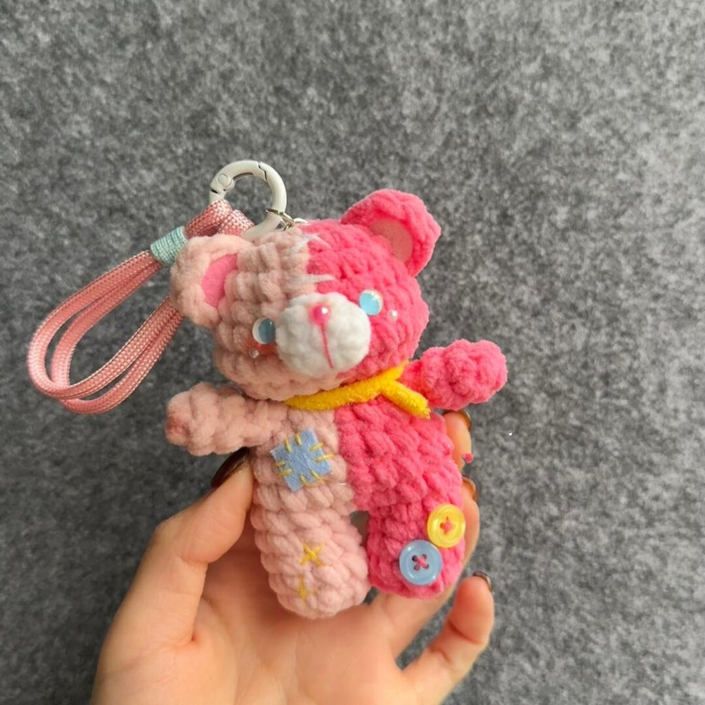 Crochet Amigurumi Pattern | Easter Bunny & Bear Bag Charm Keychain | Velvet Yarn Kawaii Plush PDF