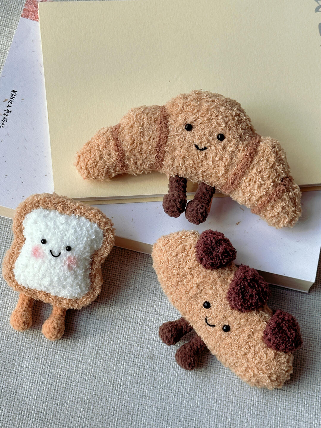 5 Bread and Drink Food Plushie Crochet Pattern | Jellycat Inspired Kawaii Food Amigurumi PDF