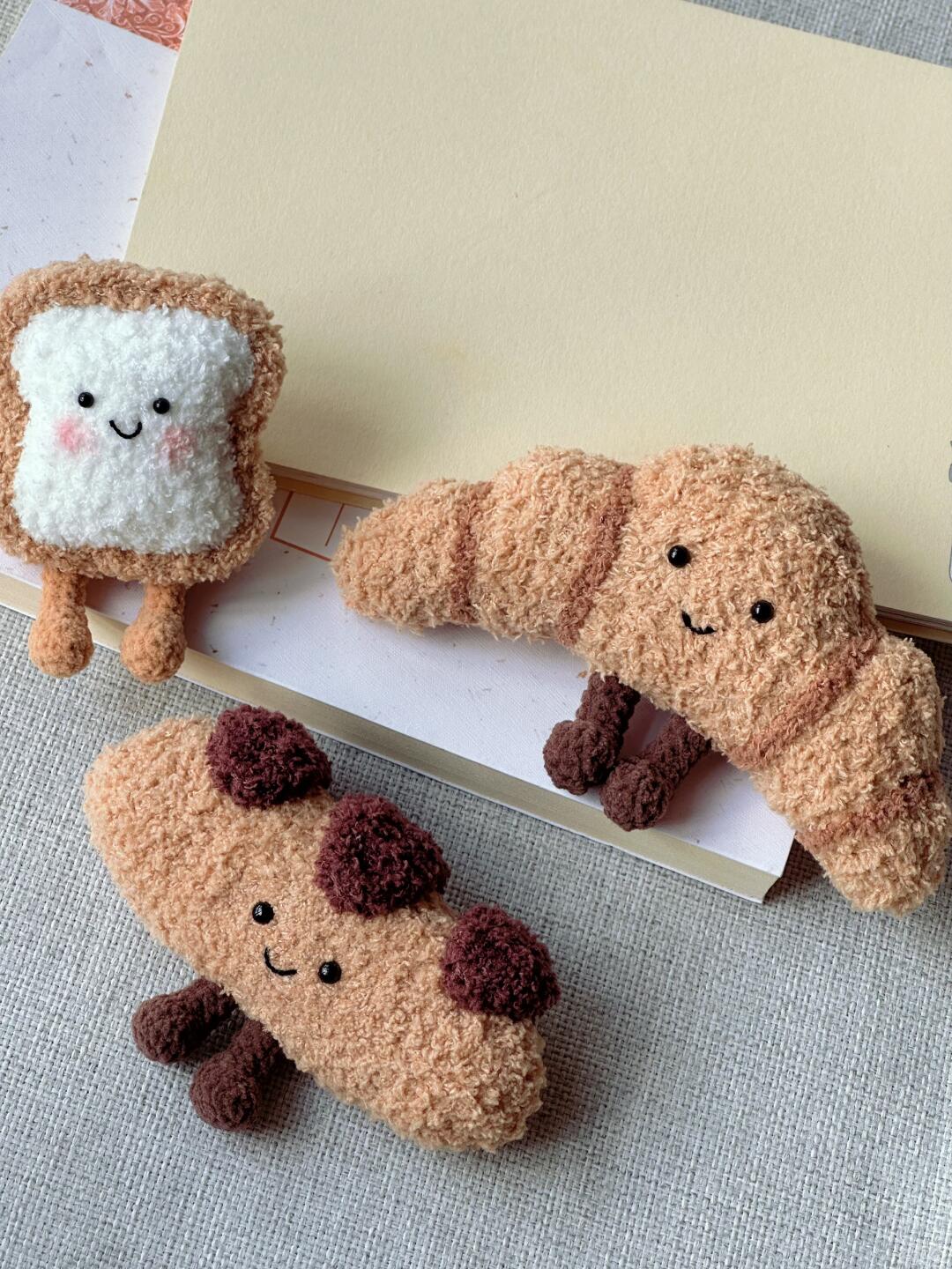 5 Bread and Drink Food Plushie Crochet Pattern | Jellycat Inspired Kawaii Food Amigurumi PDF