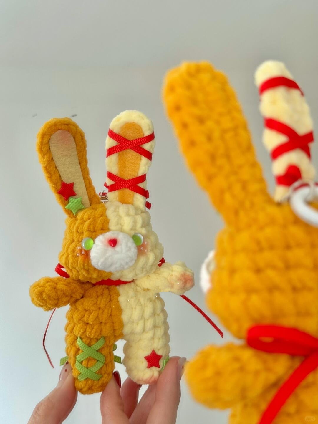 Crochet Amigurumi Pattern | Easter Bunny & Bear Bag Charm Keychain | Velvet Yarn Kawaii Plush PDF