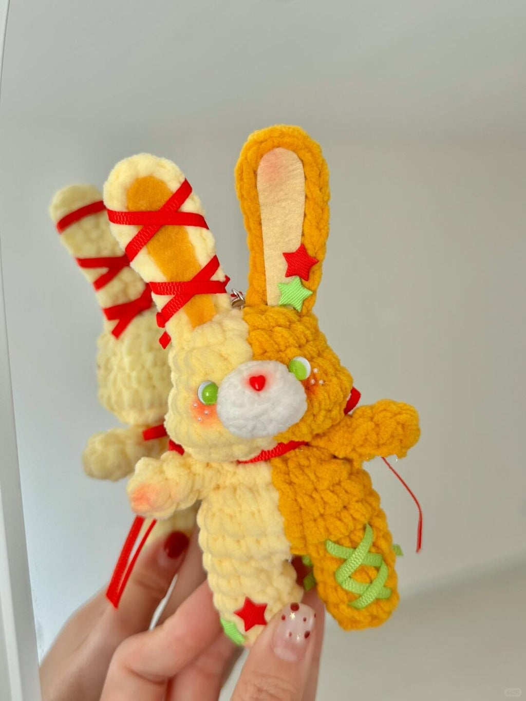 Crochet Amigurumi Pattern | Easter Bunny & Bear Bag Charm Keychain | Velvet Yarn Kawaii Plush PDF