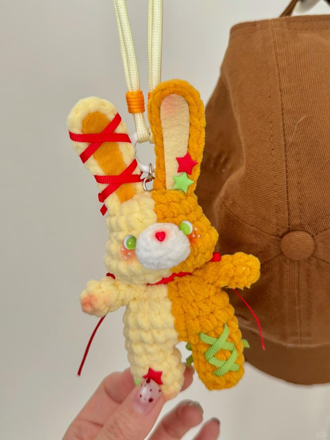 Crochet Amigurumi Pattern | Easter Bunny & Bear Bag Charm Keychain | Velvet Yarn Kawaii Plush PDF
