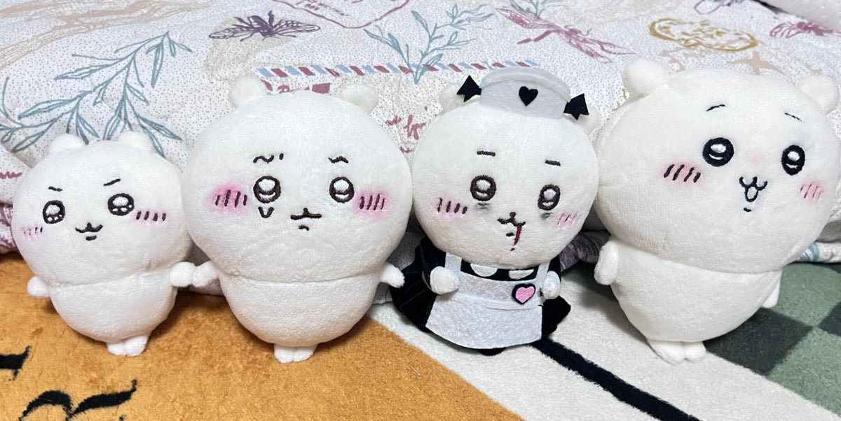 Group of handmade Chiikawa plush character variations