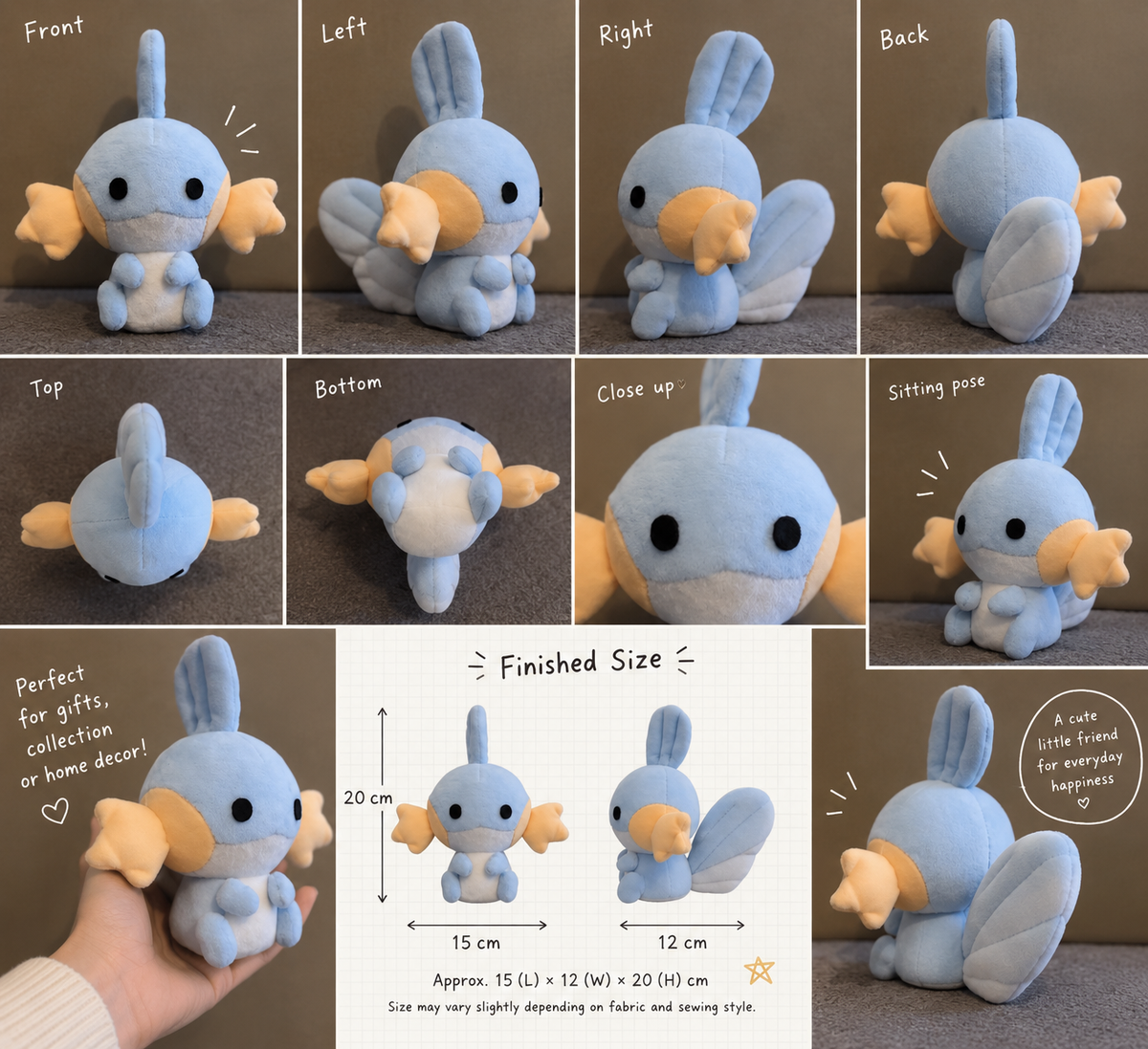 Mudkip plushie sewing pattern project – handmade Pokémon plush craft inspiration