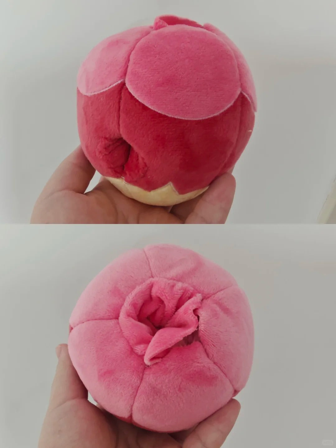 Applin Pokemon plush sewing pattern – green Applin emerging from yellow apple plush, front view