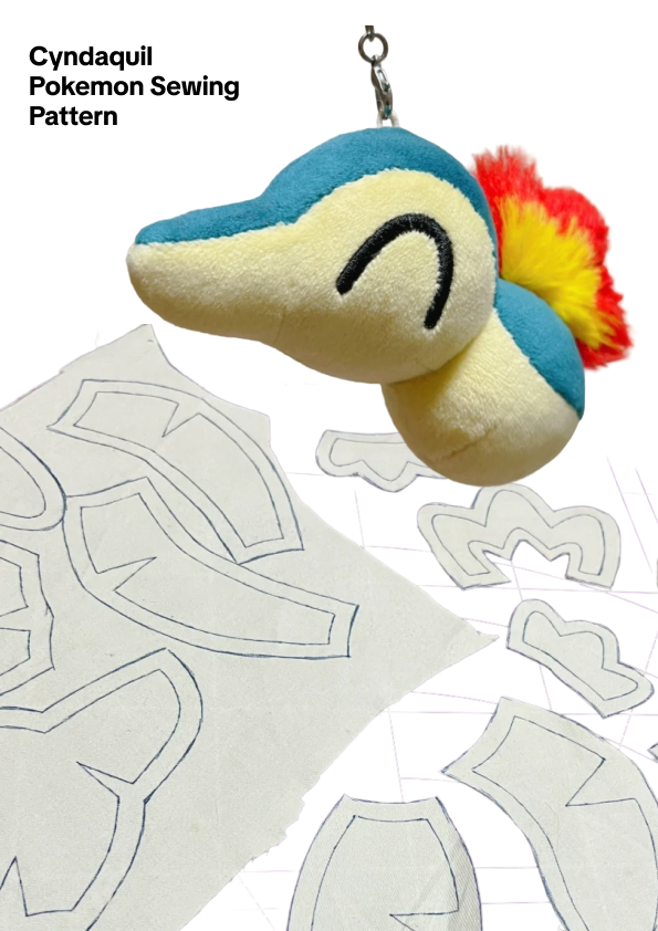Cyndaquil Sewing Pattern PDF – Pokemon Plushie Keychain Faux Fur Soft Toy
