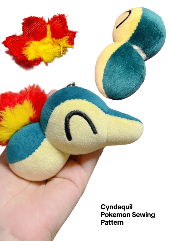 Cyndaquil Sewing Pattern PDF – Pokemon Plushie Keychain Faux Fur Soft Toy