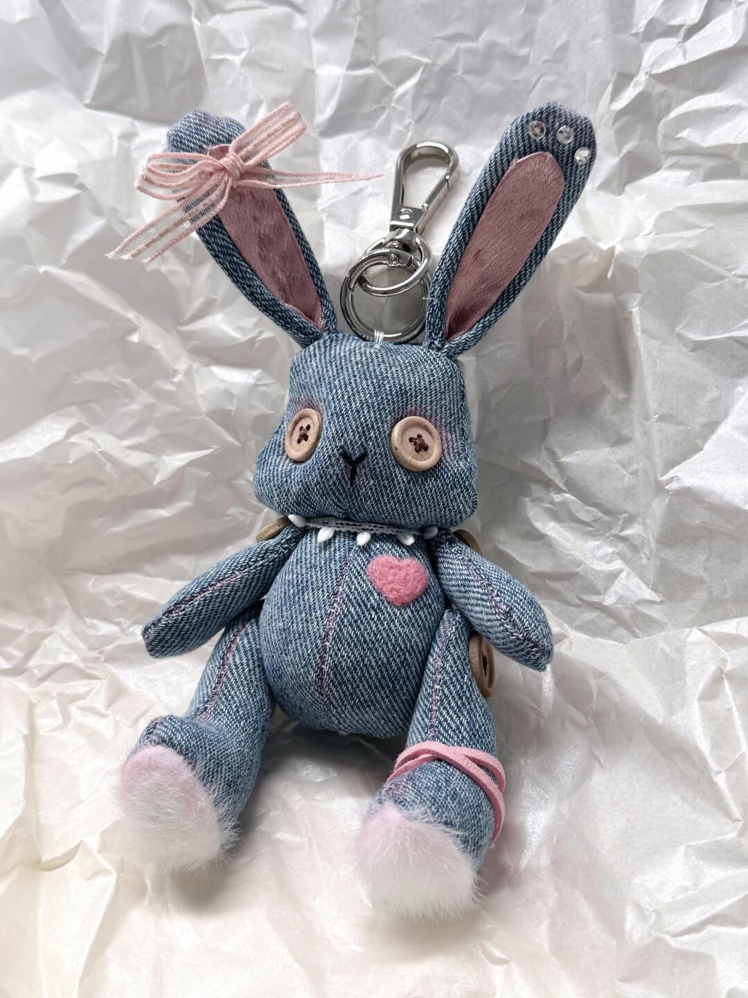 Denim Bunny Sewing Pattern PDF | Creepy Cute Rabbit Bag Charm Tutorial
