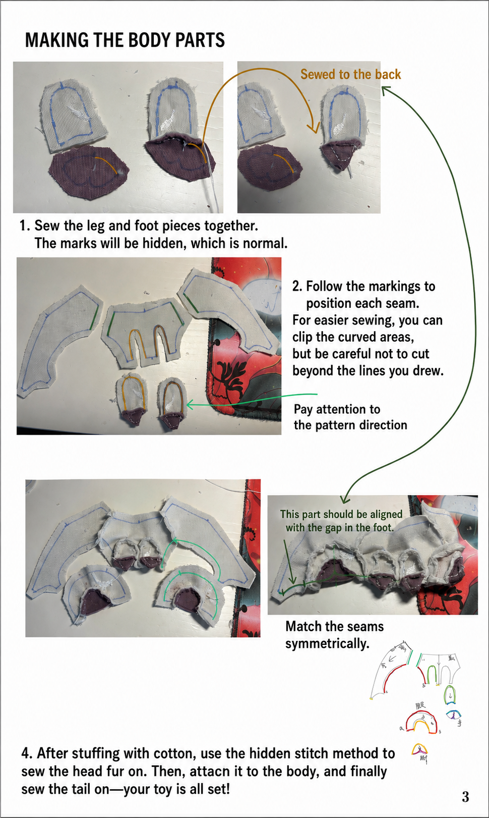Pokemon Zorua Sewing Pattern PDF | Plush Sewing Pattern | DIY Plush Toy | Stuffed Animal Pattern | Soft Toy Tutorial | Beginner Friendly