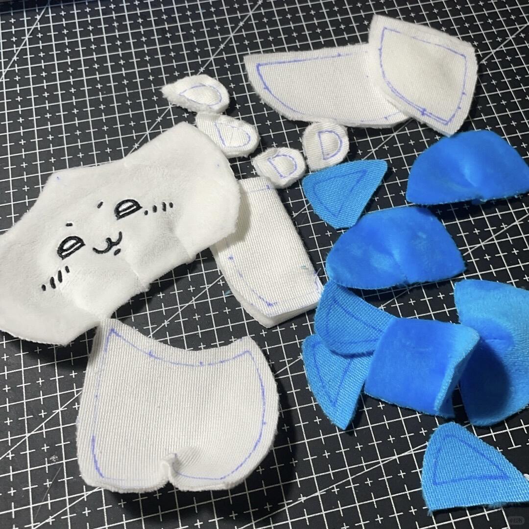Cute handmade Hachiware plush made from a printable sewing pattern
