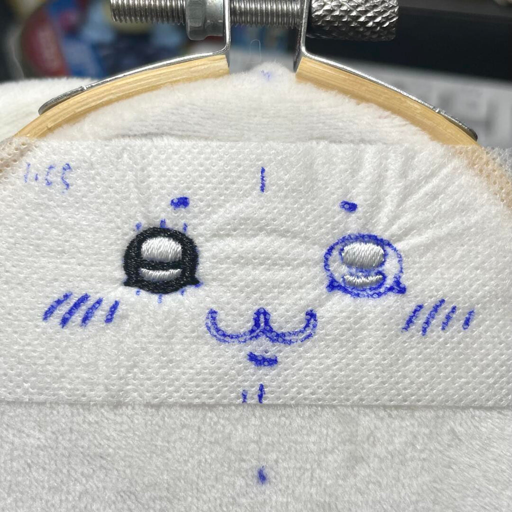 Hachiware plush sewing detail with embroidered face and soft fabric