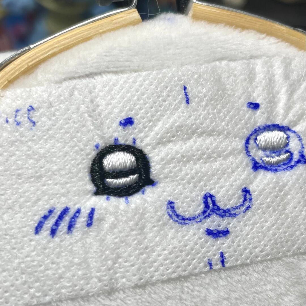 Finished handmade Hachiware plush from the Chiikawa sewing pattern