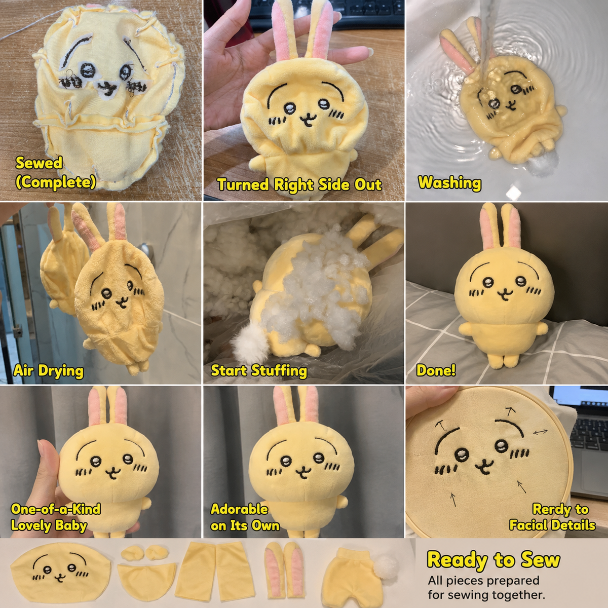 Chiikawa, Hachiware & Usagi Plush Sewing Pattern Bundle PDF | 3 Characters | Video Tutorial