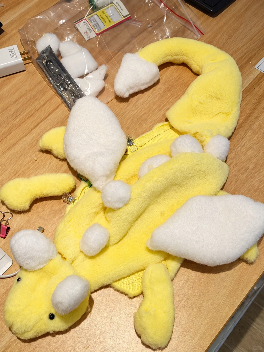Sky Dragon sewing pattern preview with plush dragon sewing pattern pieces and finished sample