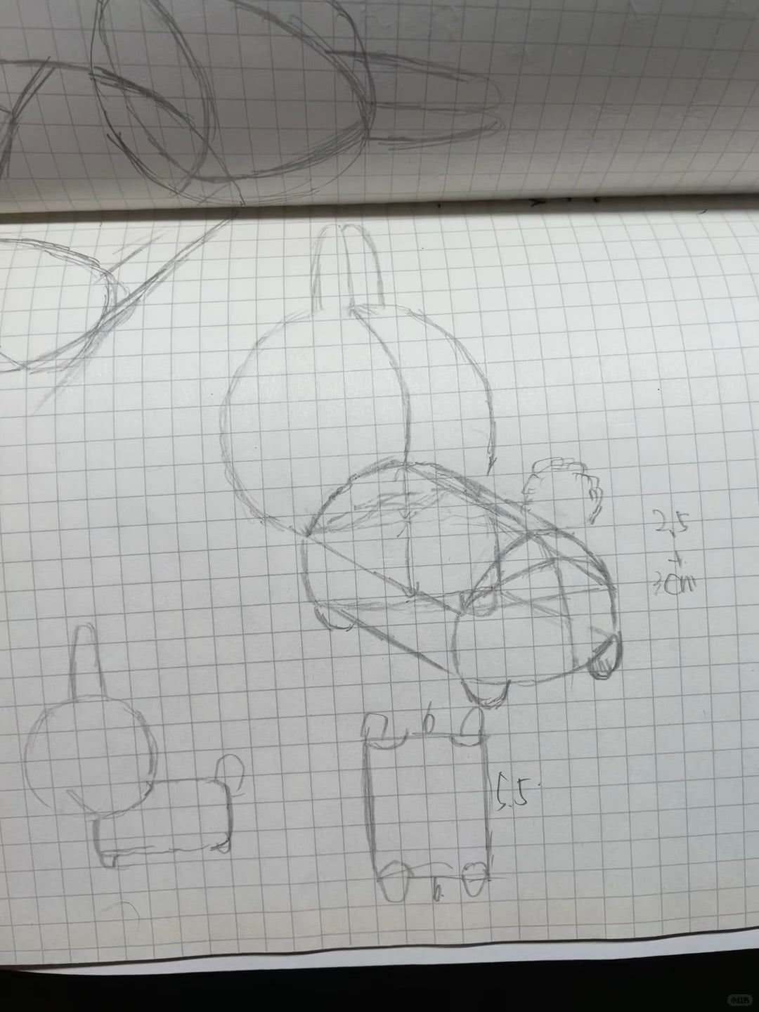 Chiikawa Usagi bunny plush sewing pattern draft and construction sketch