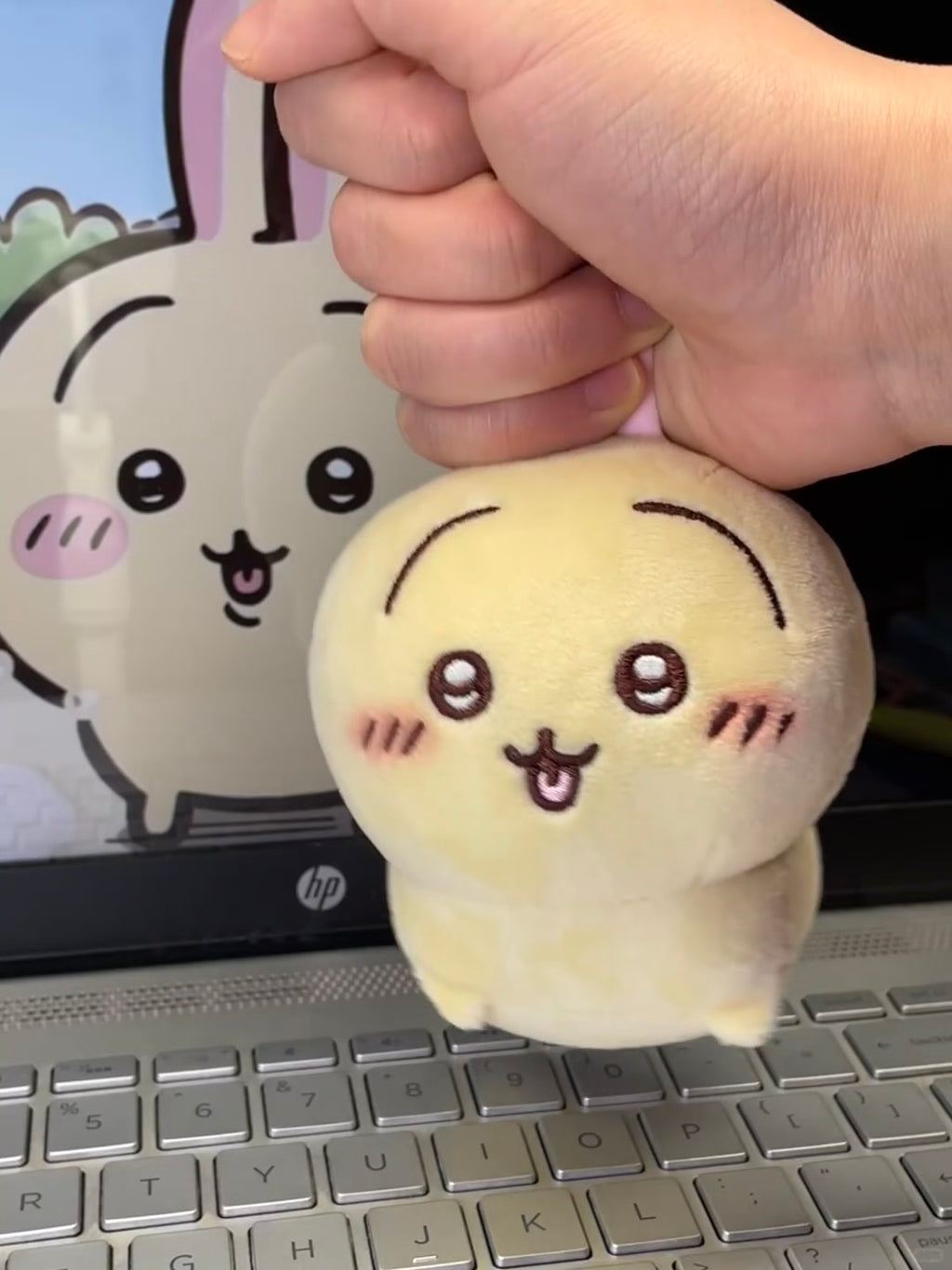 Chiikawa Usagi bunny plush sewing pattern finished plush held by ear