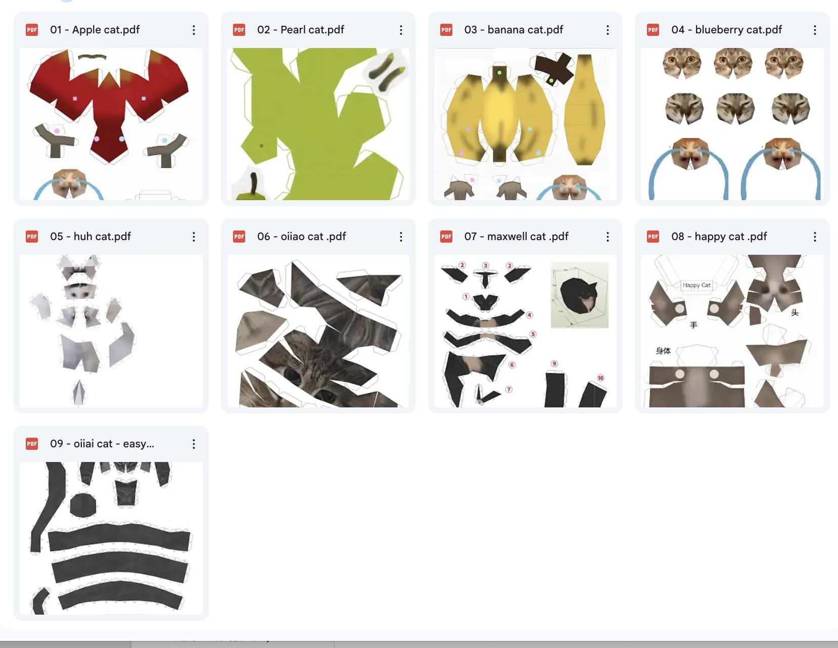 8 funny meme cat paper craft PDF Template, maxwell cat, happy cat, banana cat, apple cat, 8 printable paper craft bundle, memes, A4, DIY