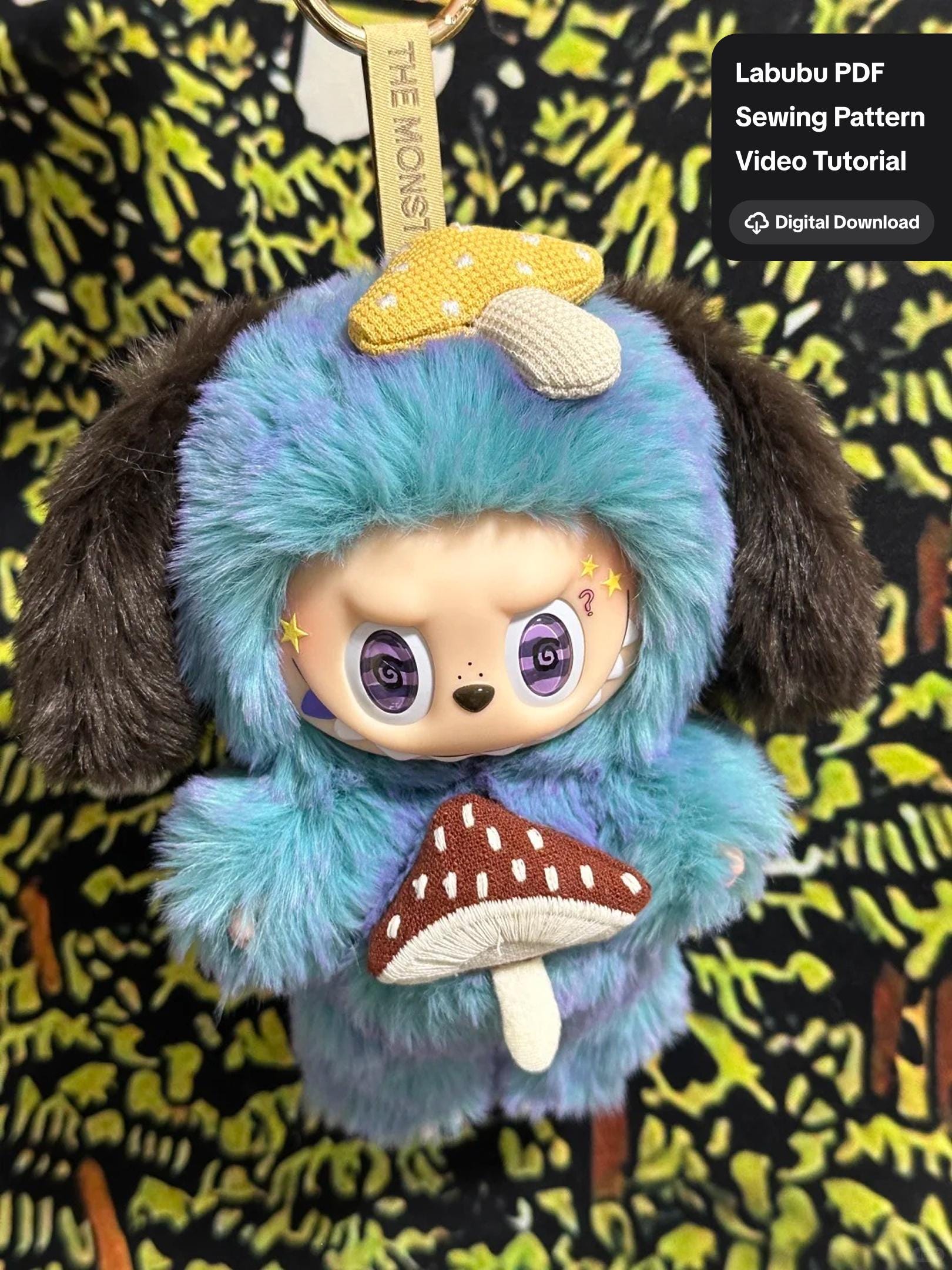 Labubu Dog Sewing Pattern with Video Tutorial, Labubu Plush Outfit DIY Pattern, Bag Charm Labubu Accessories