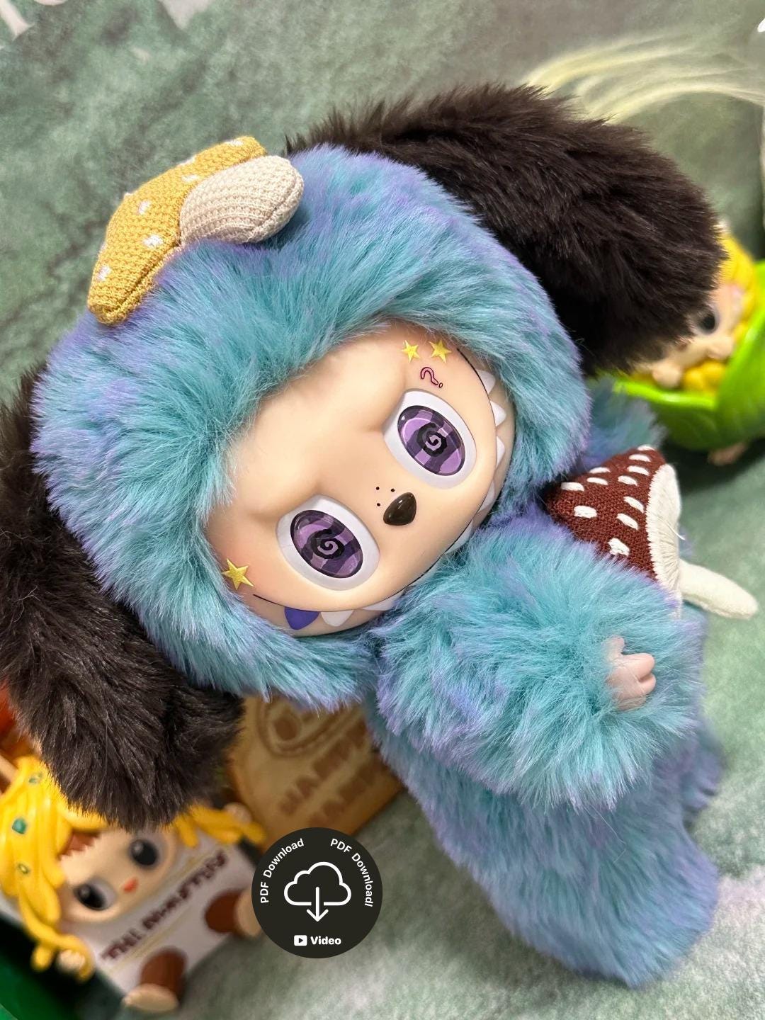 Labubu Dog Sewing Pattern with Video Tutorial, Labubu Plush Outfit DIY Pattern, Bag Charm Labubu Accessories