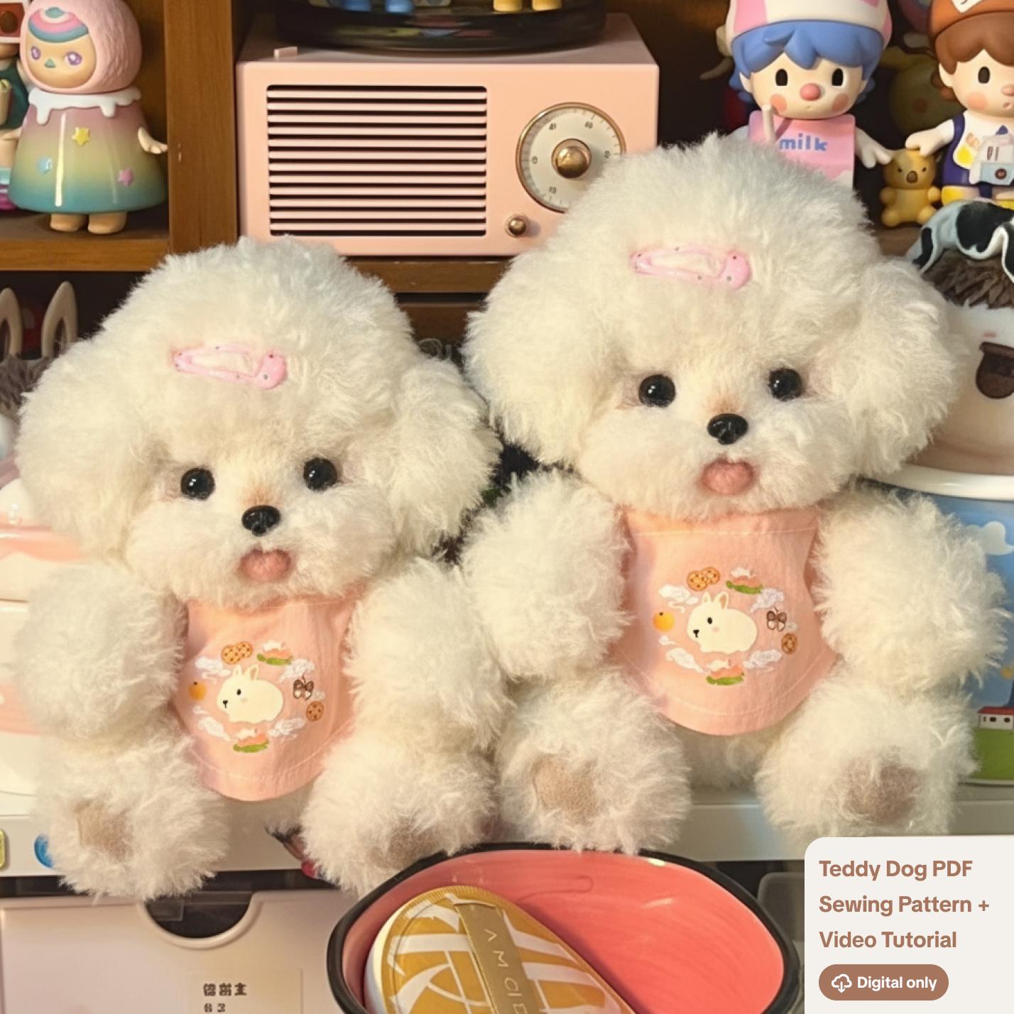 Teddy Dog Sewing Pattern with Video Tutorial DIY Teddy Dog Sewing Pattern for Beginner Softies DIY Pattern Kids Toy Pattern Instant Download