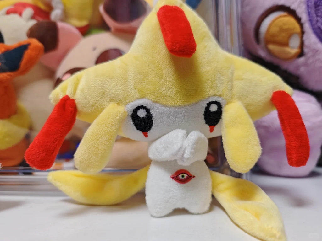 Handmade Jirachi plush sewing project with star-shaped head