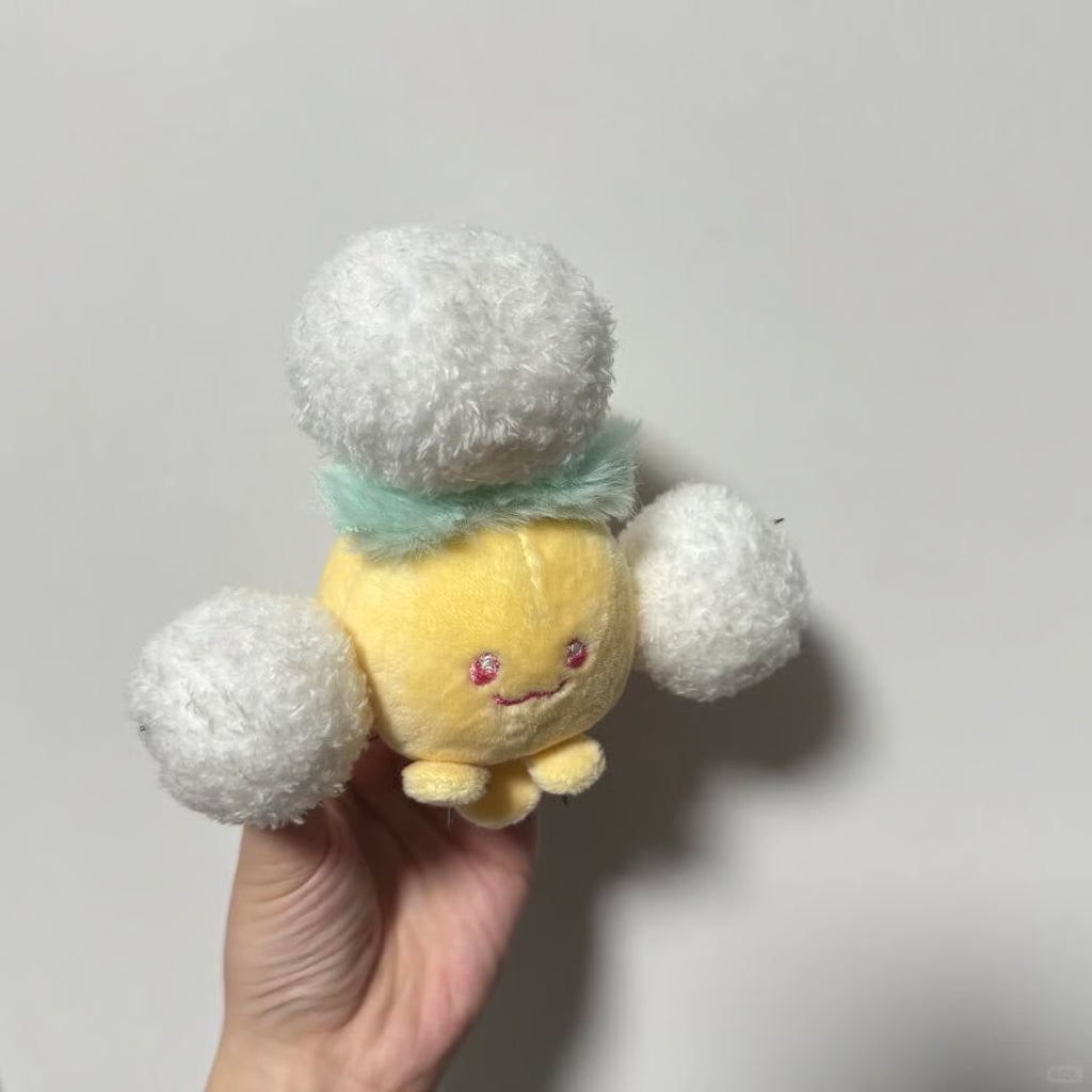 Kawaii Jumpluff plush sewing project displayed in a pastel colourway
