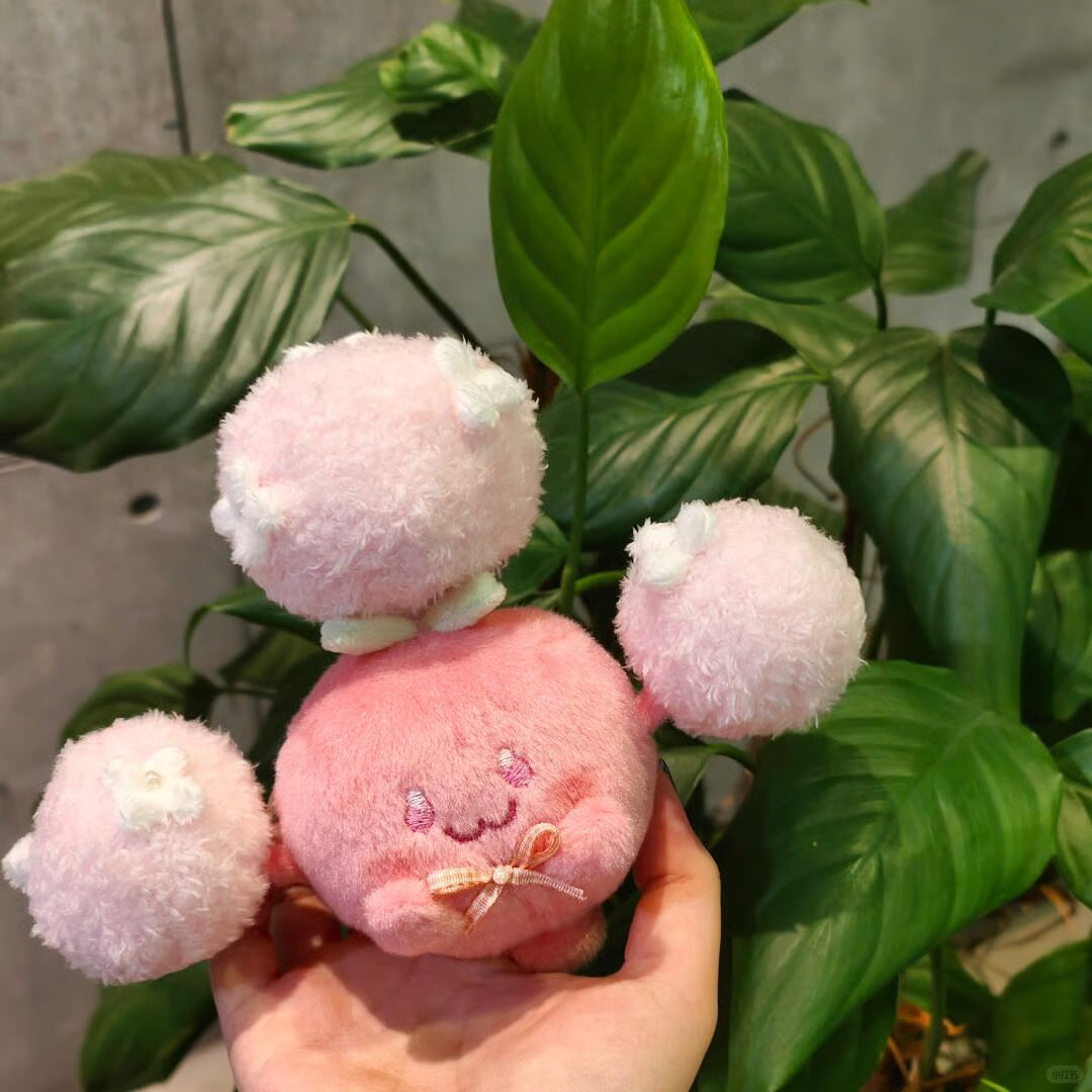 Jumpluff plush sewing pattern result with oversized round cotton puffs