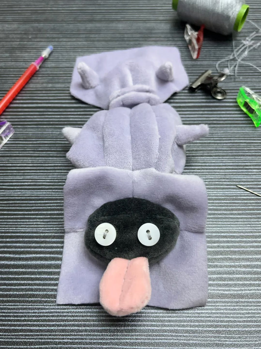 Finished Lickitung hand puppet made from the printable sewing pattern