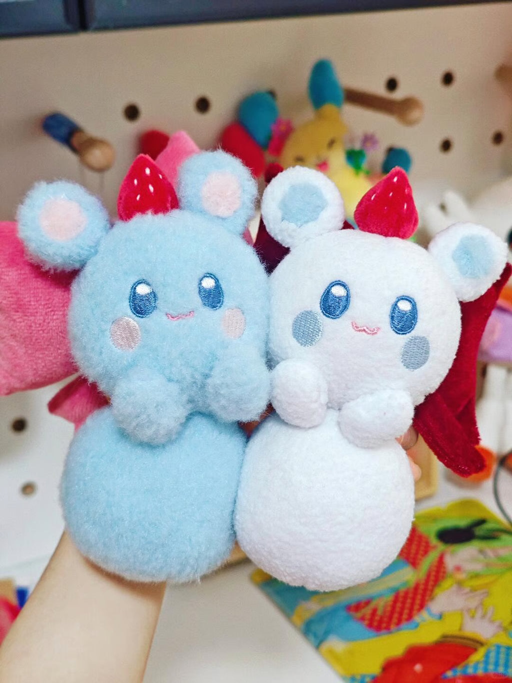 Round blue Marill plush made with soft minky fabric and embroidered details