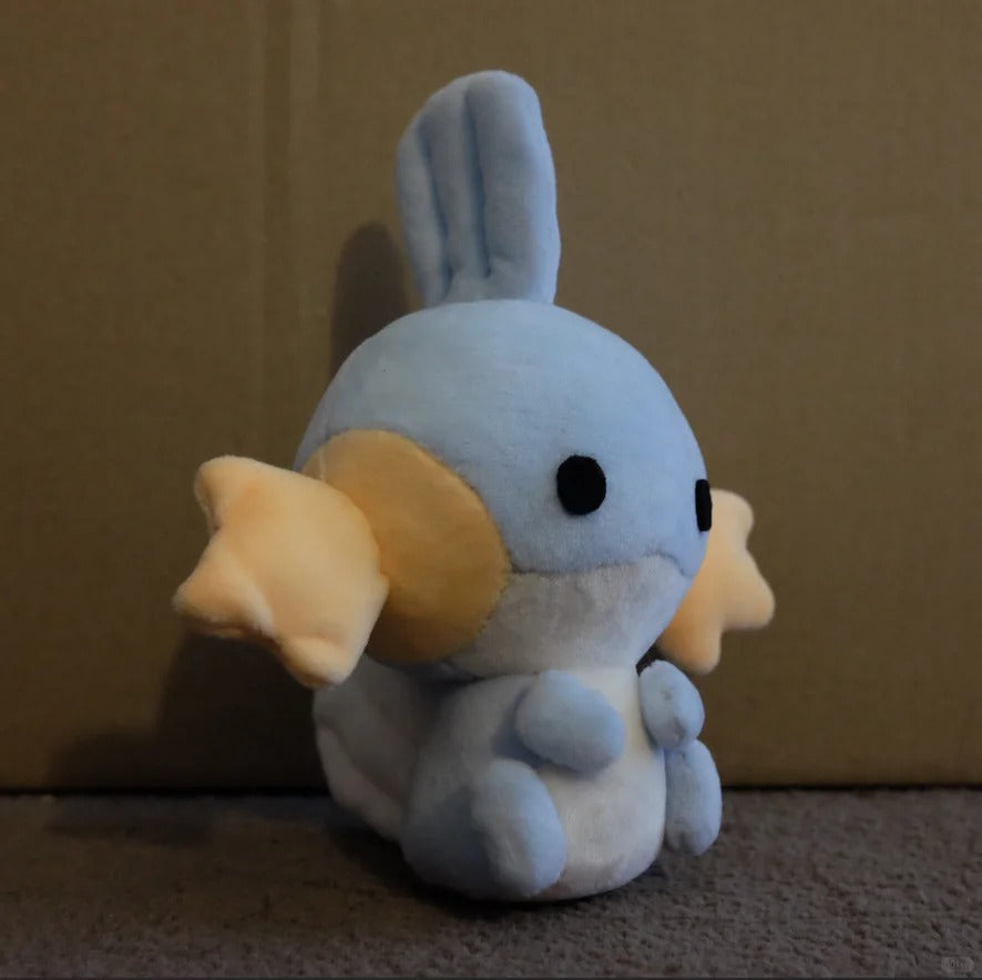 Mudkip plush sewing pattern finished plush side view – Pokémon crafts and DIY plush project