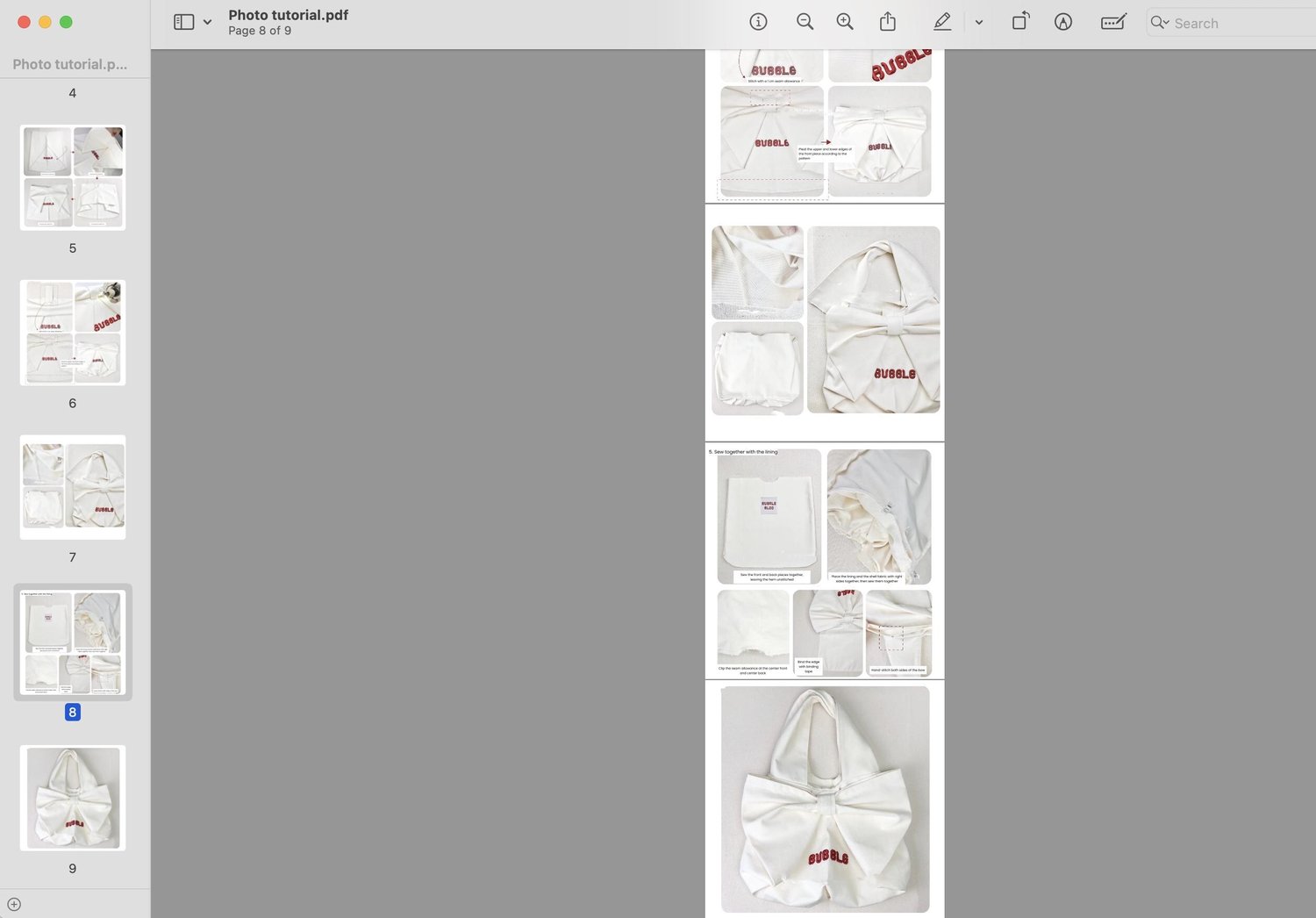 Bow Tie Tote Bag Sewing Pattern Easy Beach Bag Pattern with Step by Step Video Tutorial Grocery Hand Bag Sewing Pattern PDF