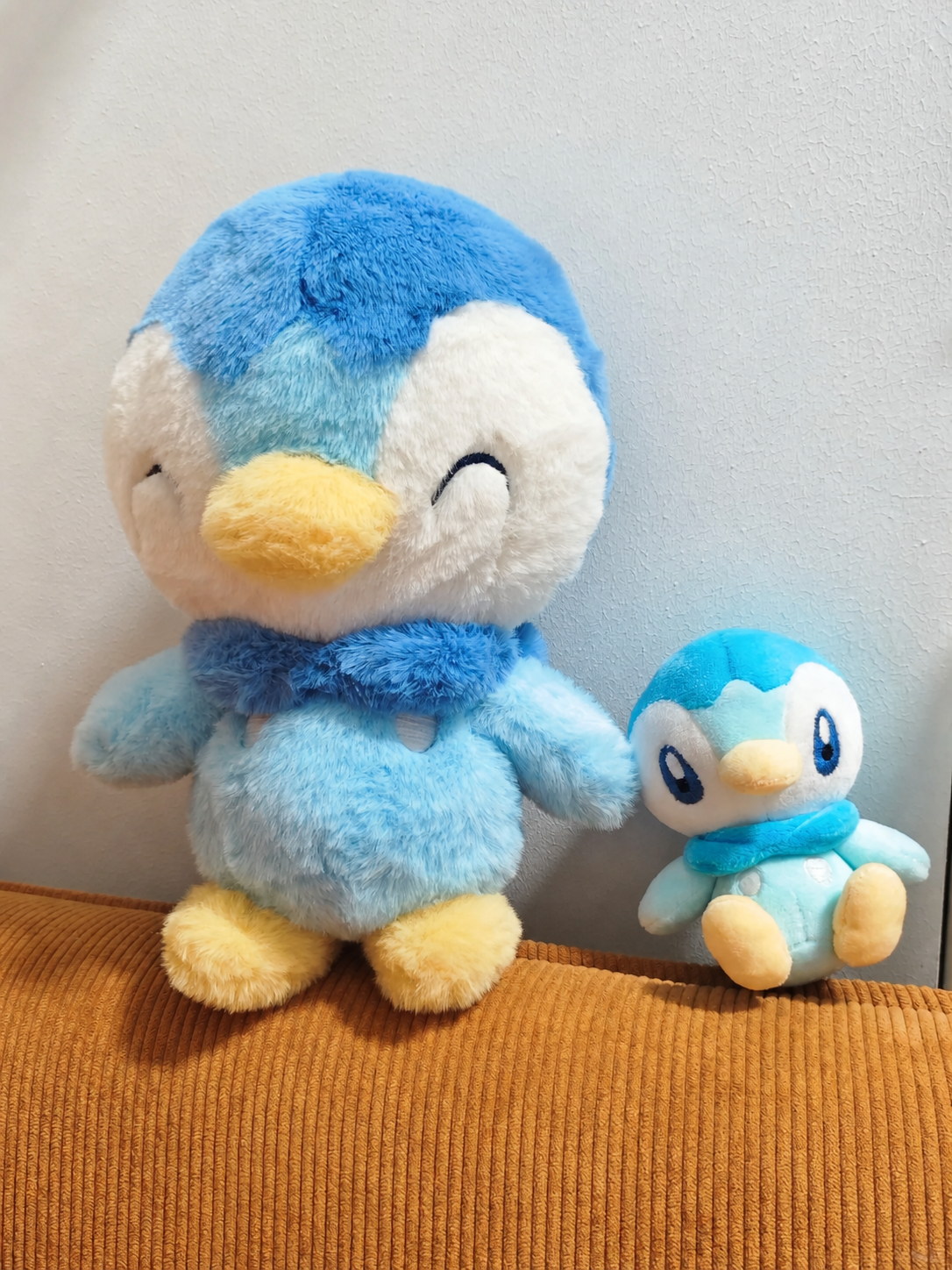 Piplup plush sewing pattern finished sample with small plush